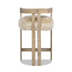 Millwick 26.5" Low Back Genuine Fur Counter Stool, Natural Blonde Genuine Fur