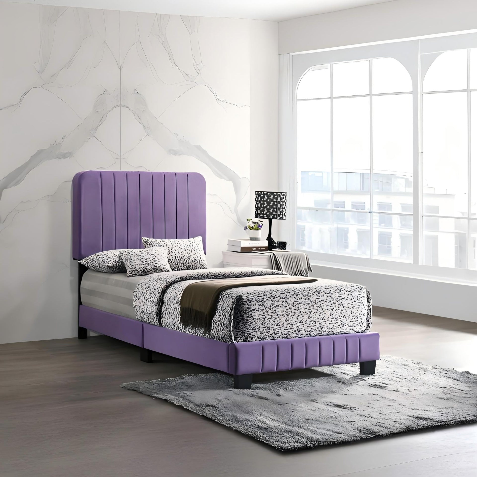 Contemporary Twin Bed In Vibrant Purple