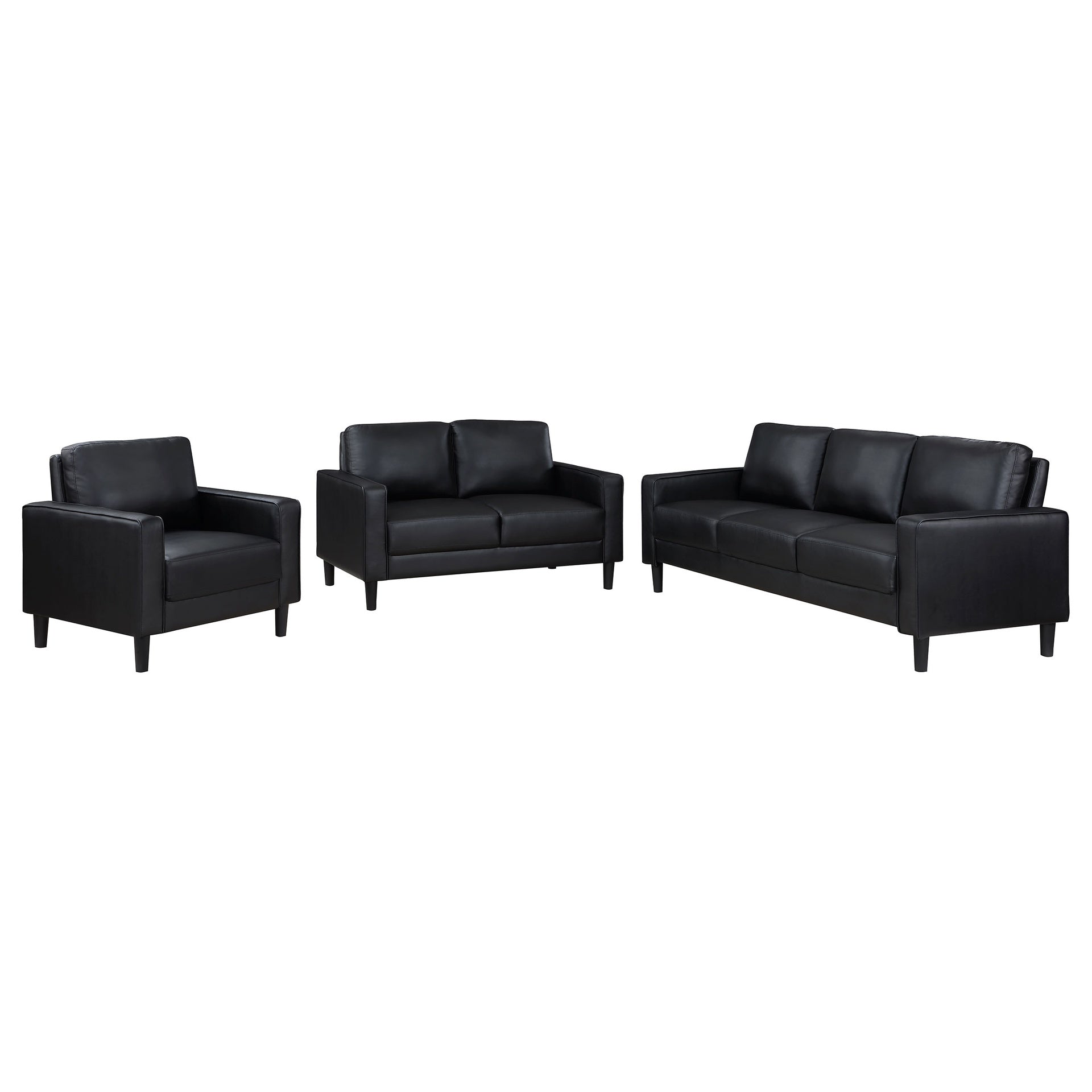 Weld Black 3-piece Upholstered Track Arm Sofa Set