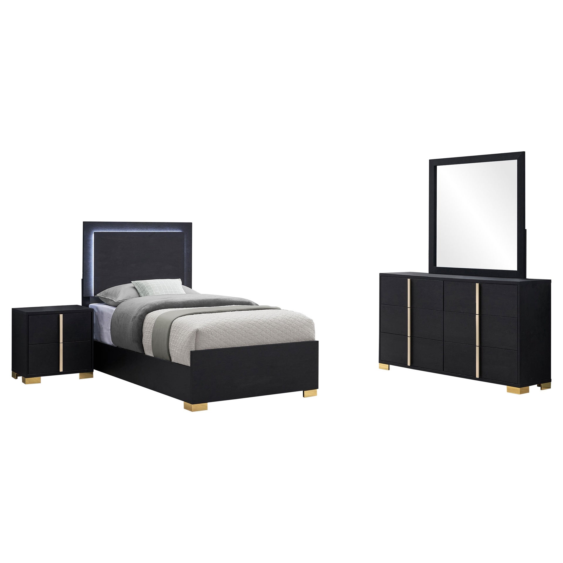 Medici Black 4-piece LED Twin Bedroom Set