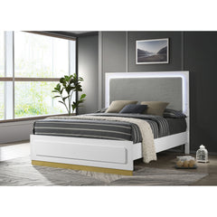 Sophia White Wood Queen LED Panel Bed