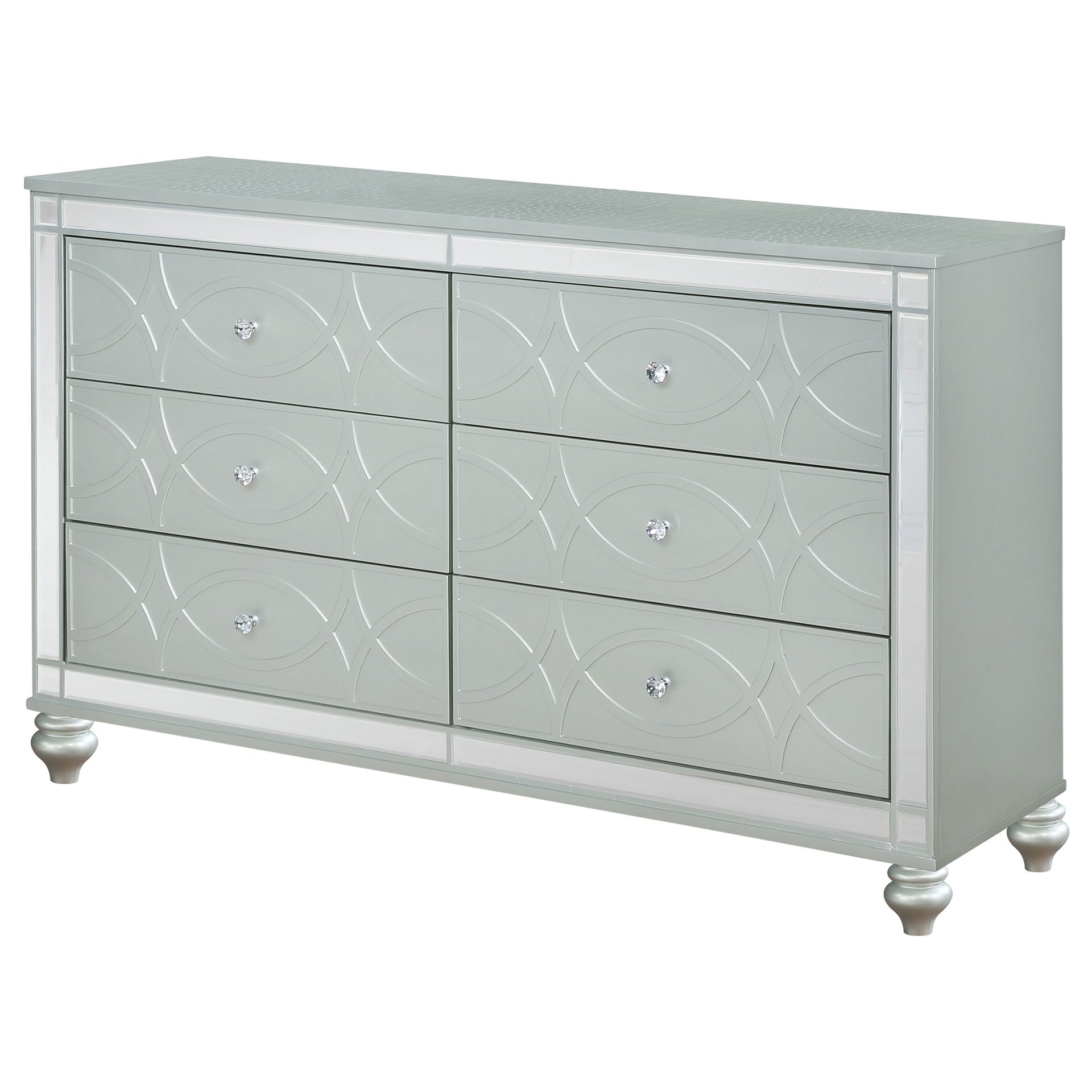 Arabesque Silver Metallic 6-drawer Dresser