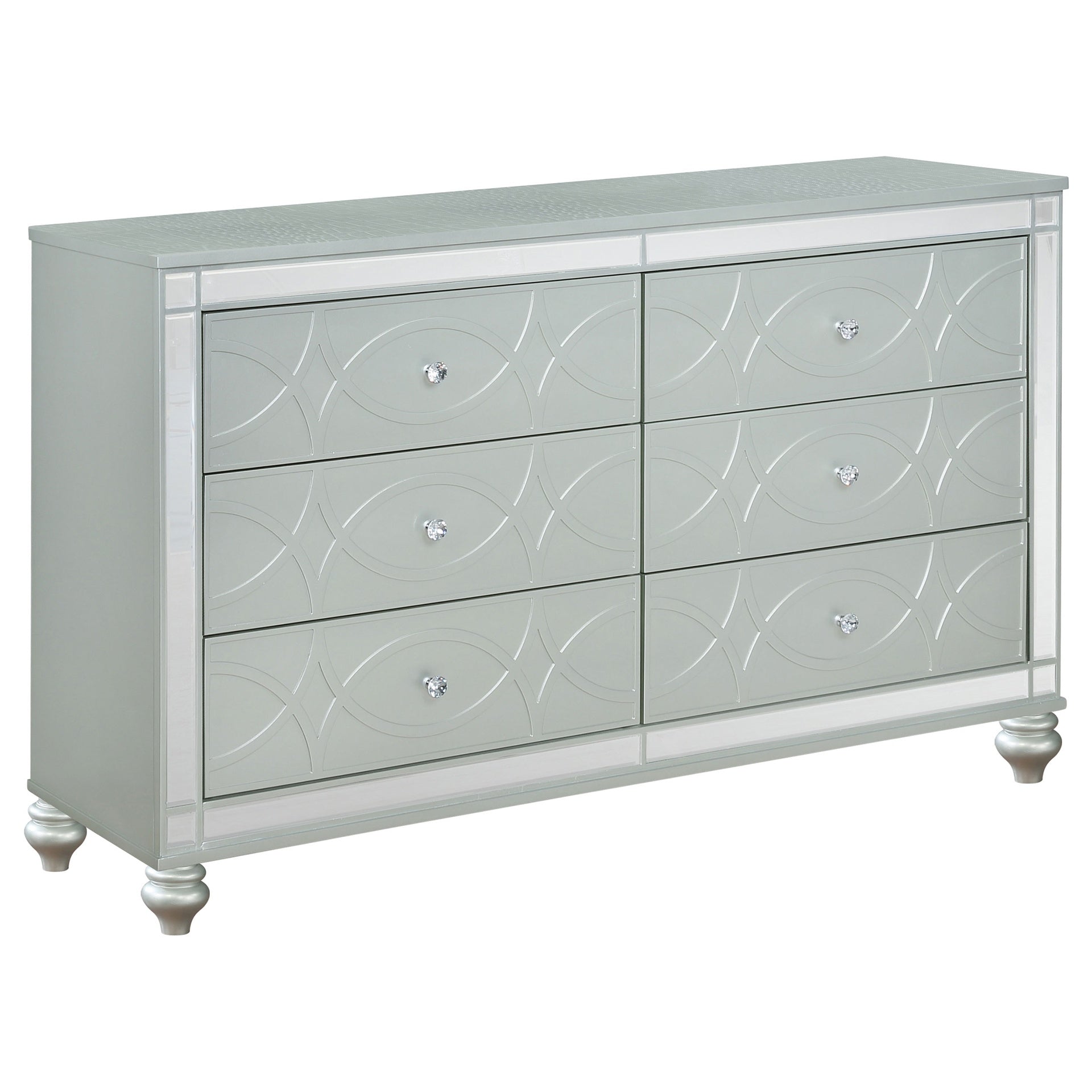Arabesque Silver Metallic 6-drawer Dresser