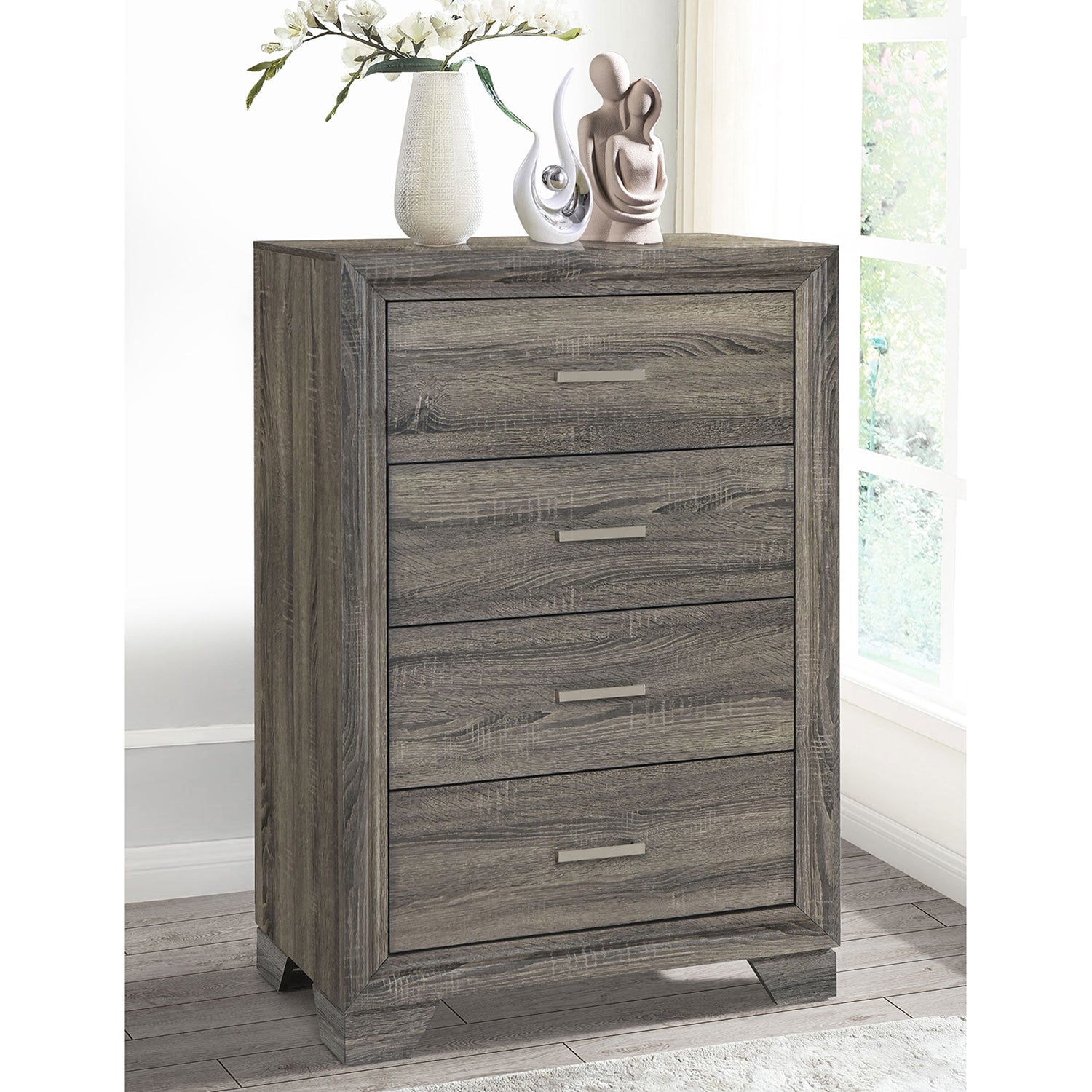 Funston Brown Oak 4-drawer Chest of Drawers