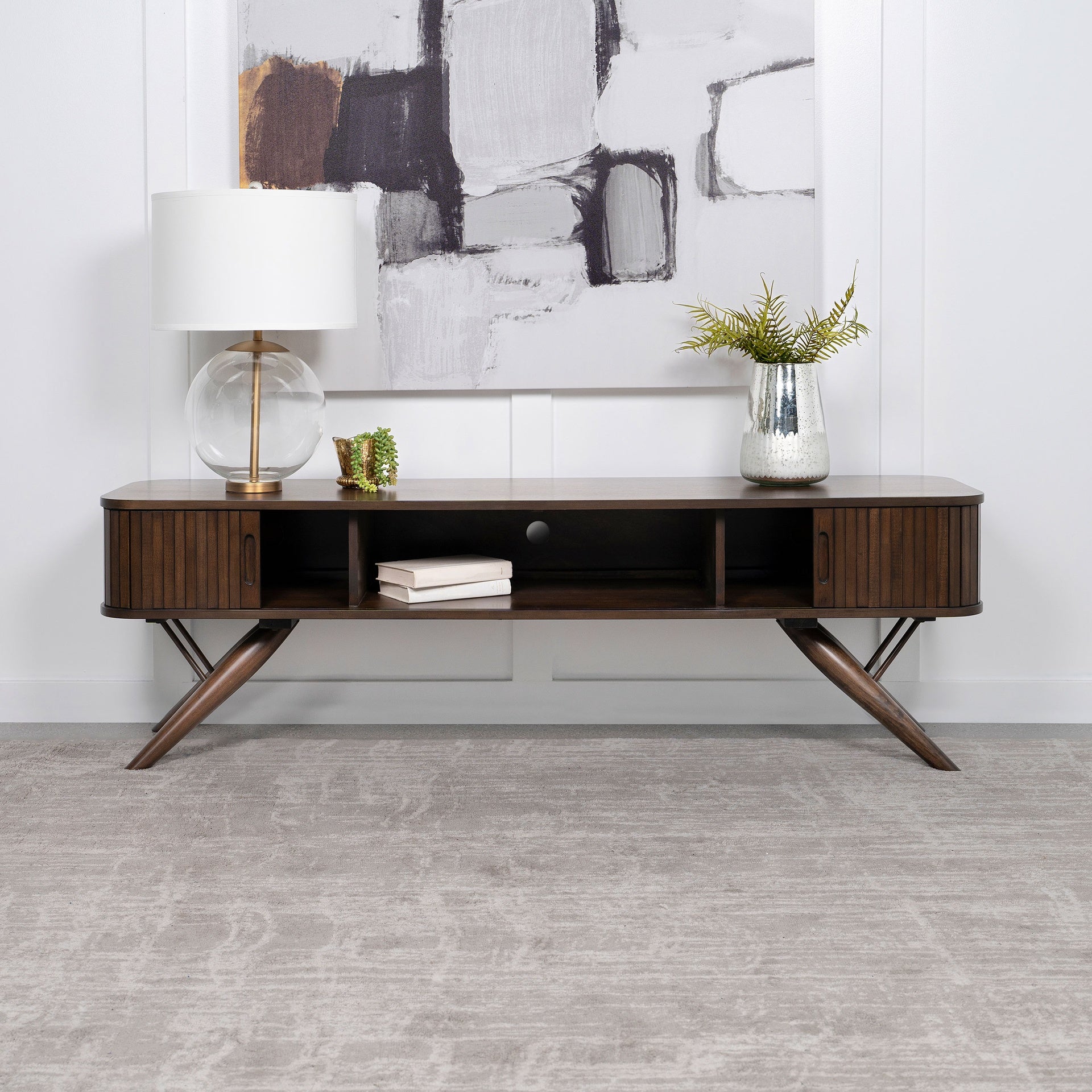 Stewart Walnut TV Stand with Sliding Door