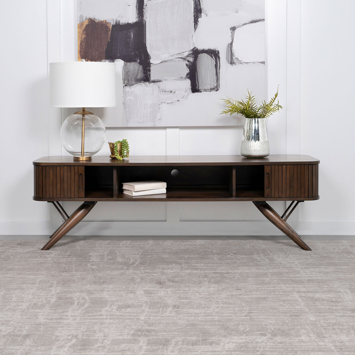 Stewart Walnut TV Stand with Sliding Door