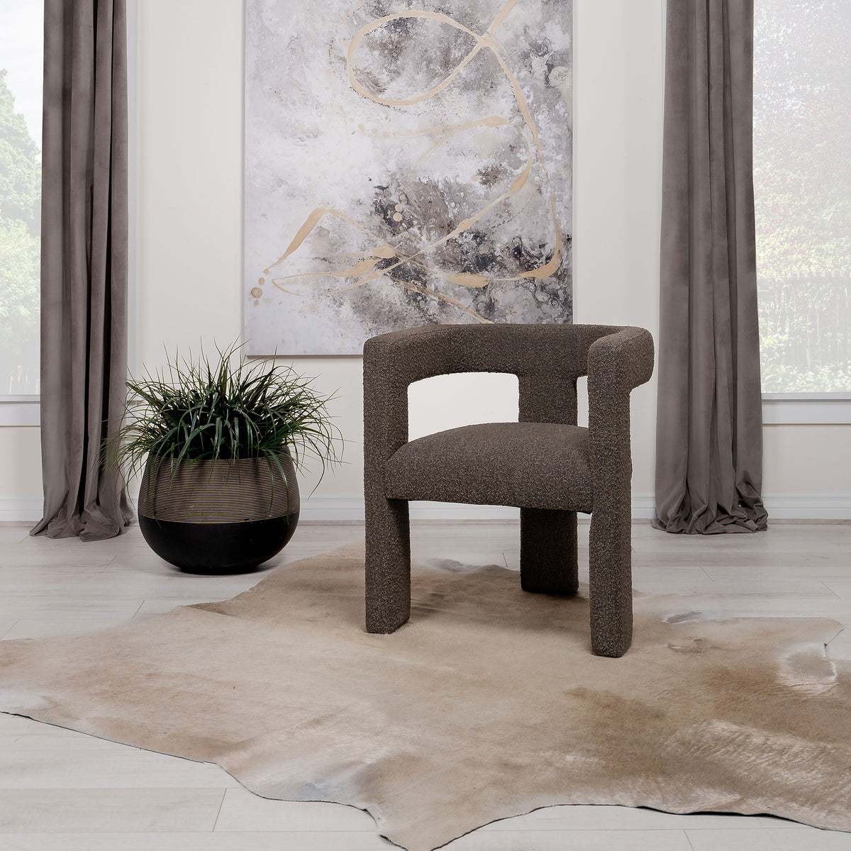 McKinley Chocolate Brown Boucle Upholstered Accent Side Chair