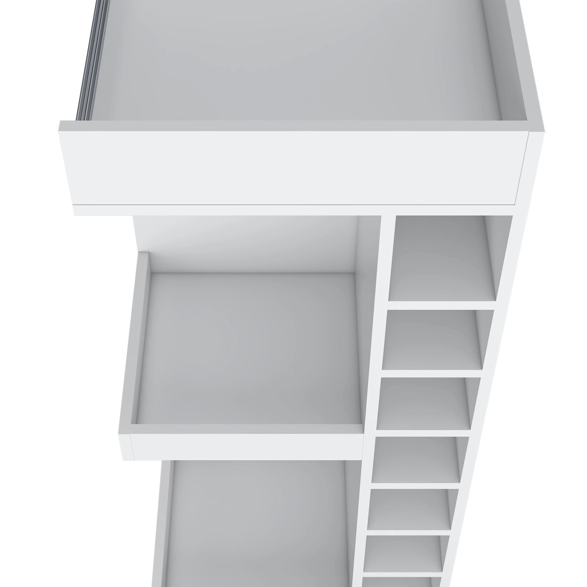 White Corner Bar Cabinet with Wine Rack and Open Shelf