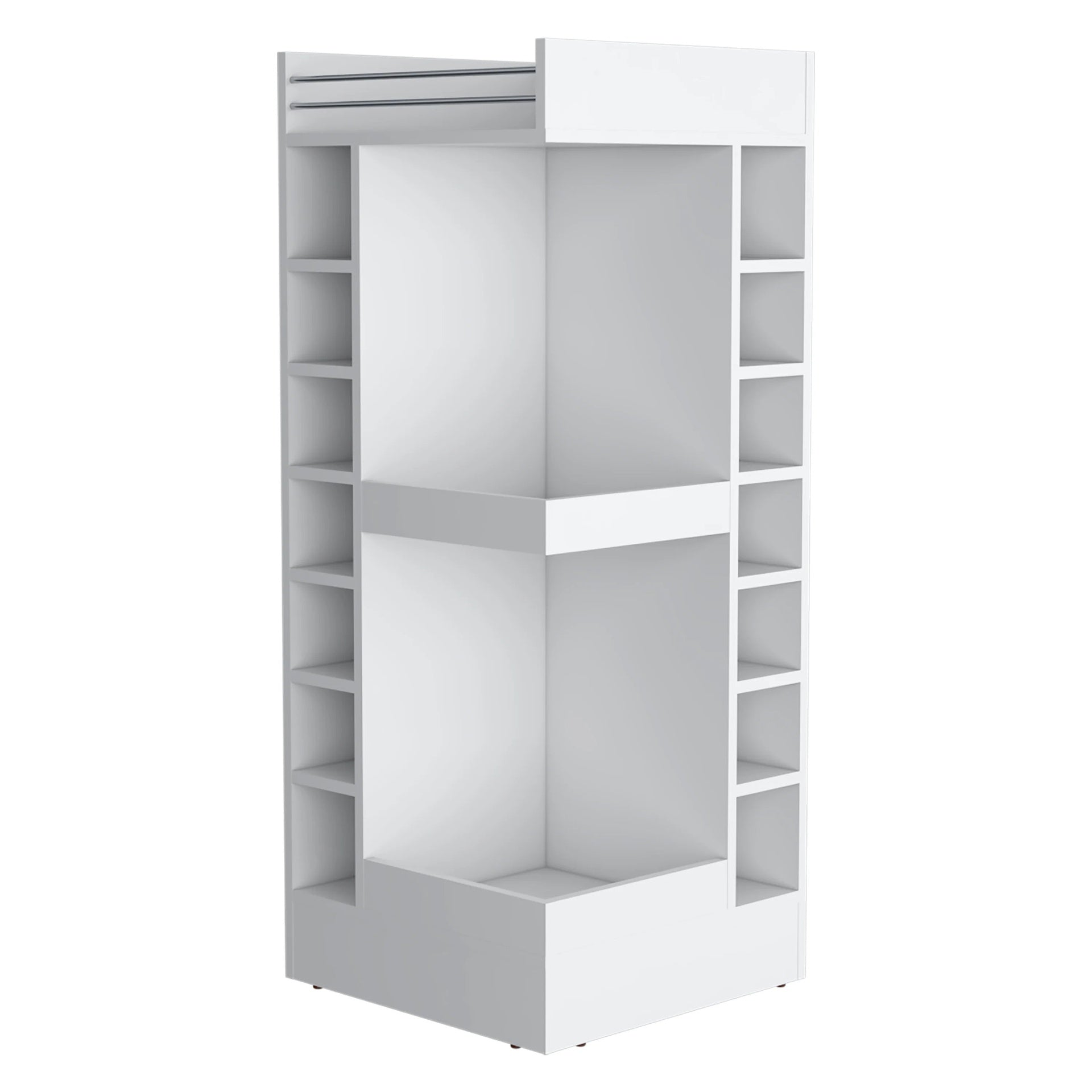 White Corner Bar Cabinet with Wine Rack and Open Shelf