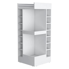 White Corner Bar Cabinet with Wine Rack and Open Shelf