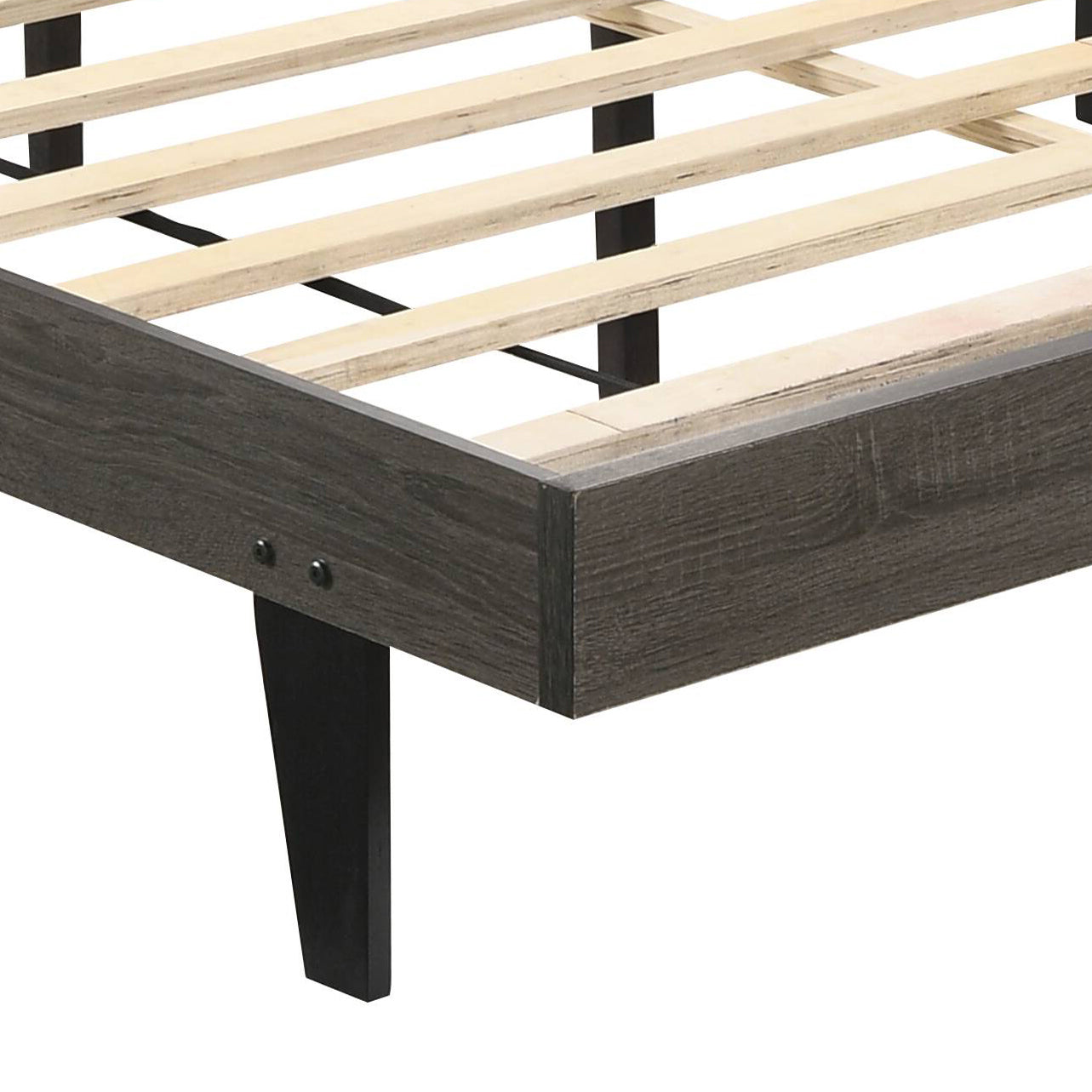 Brown and Weathered Grey Upholstered Queen Bed
