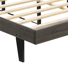 Brown and Weathered Grey Upholstered Queen Bed