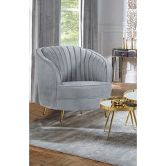 Grey and Gold Upholstered Tufted Chair