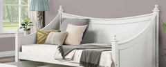 Transitional Style Twin Daybed Molding Design White Finish Mattress Ready Poster Design With Finials Solid Wood Structure