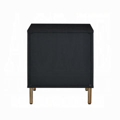 1pc Glamorous Bedroom Furniture 1pc Black Nightstand with 3-Drawers Silver Finish Crocodile Pattern Fronts Gold Finish Legs