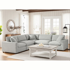 Jenny 5-piece Sectional in Plush Polyester Cord-Like Fabric