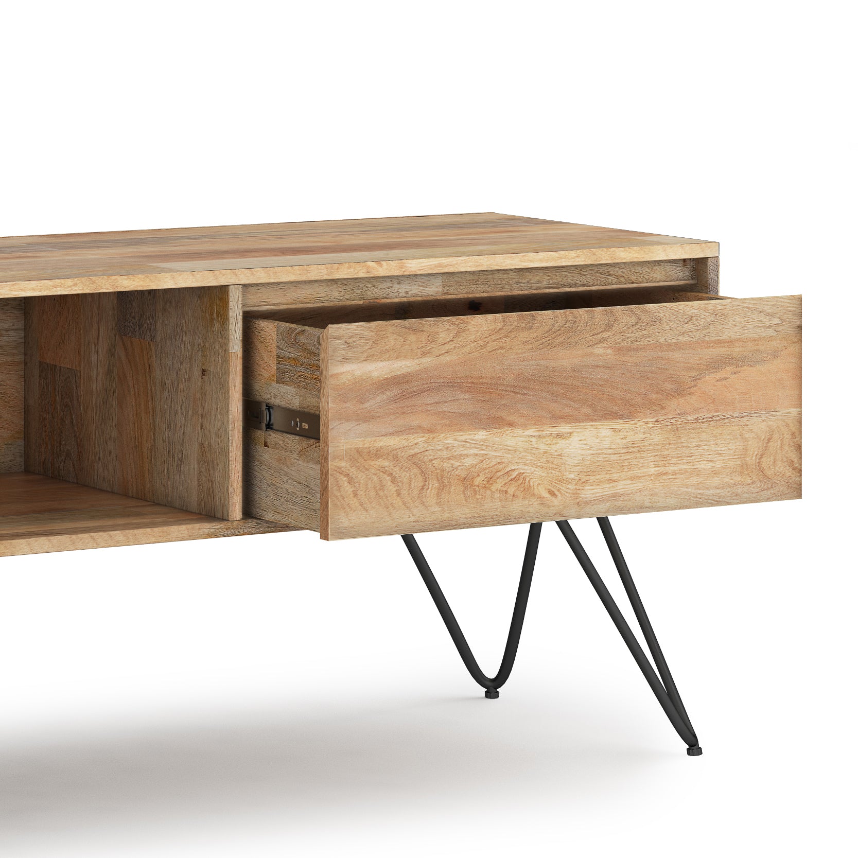 Hunter 68 inch Wide Solid Mango Wood TV Stand in Natural For TVs up to 75 inches