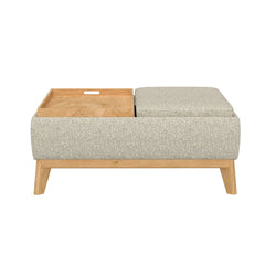 Tan Reversible Tray Ottoman
