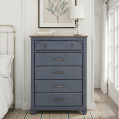 5-Drawer Chest, No Assembly Required, Corduroy Blue Finish