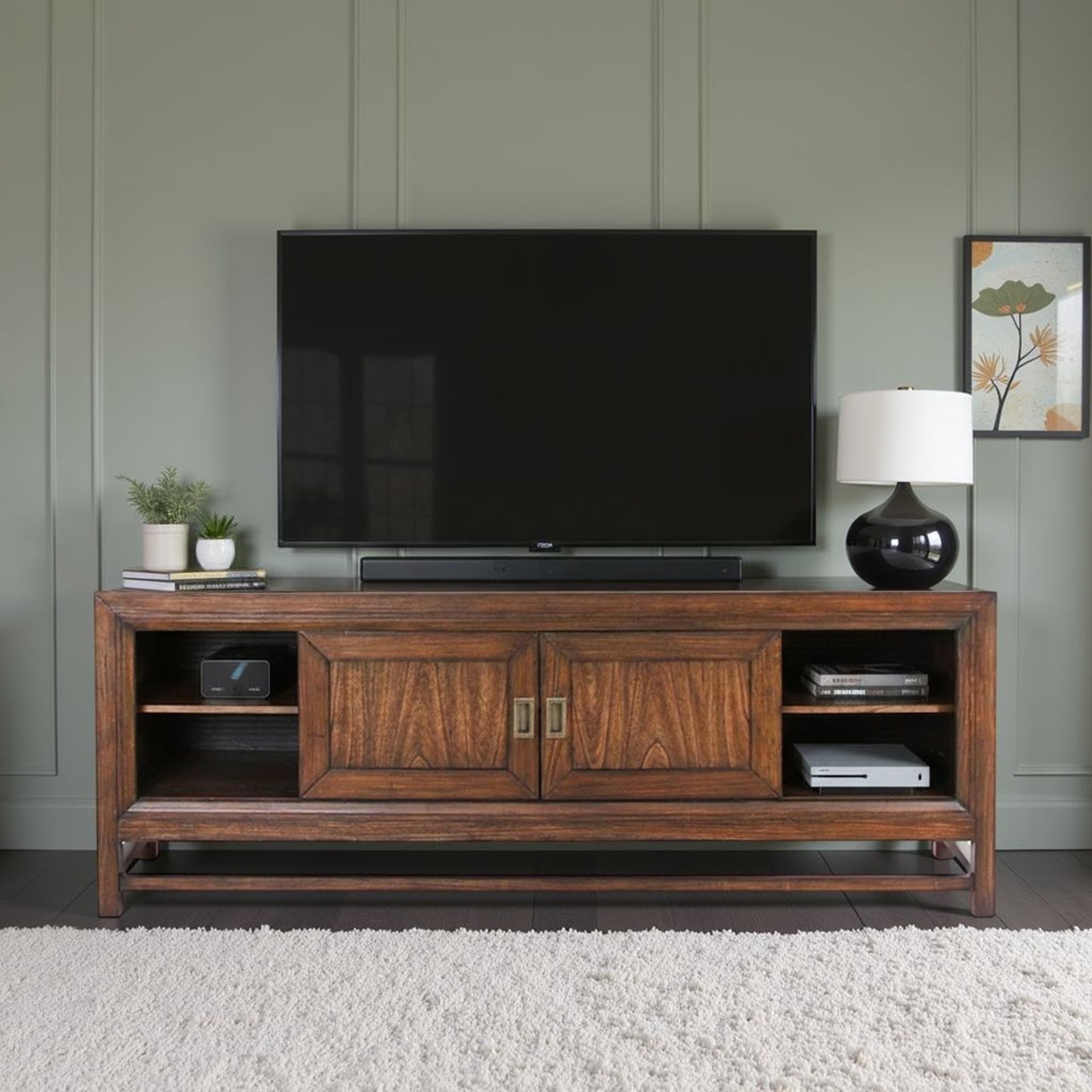 74" TV Stand Console, For TVs up to 85 inches, No Assembly Required, Two-Tone Finish