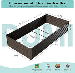 8x4x1.5 ft Galvanized Raised Garden Bed, Outdoor Planter Garden Boxes Large Metal Planter Box for Gardening Vegetables Fruits Flowers,Brown