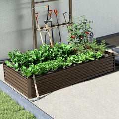 8x4x1.5 ft Galvanized Raised Garden Bed, Outdoor Planter Garden Boxes Large Metal Planter Box for Gardening Vegetables Fruits Flowers,Brown