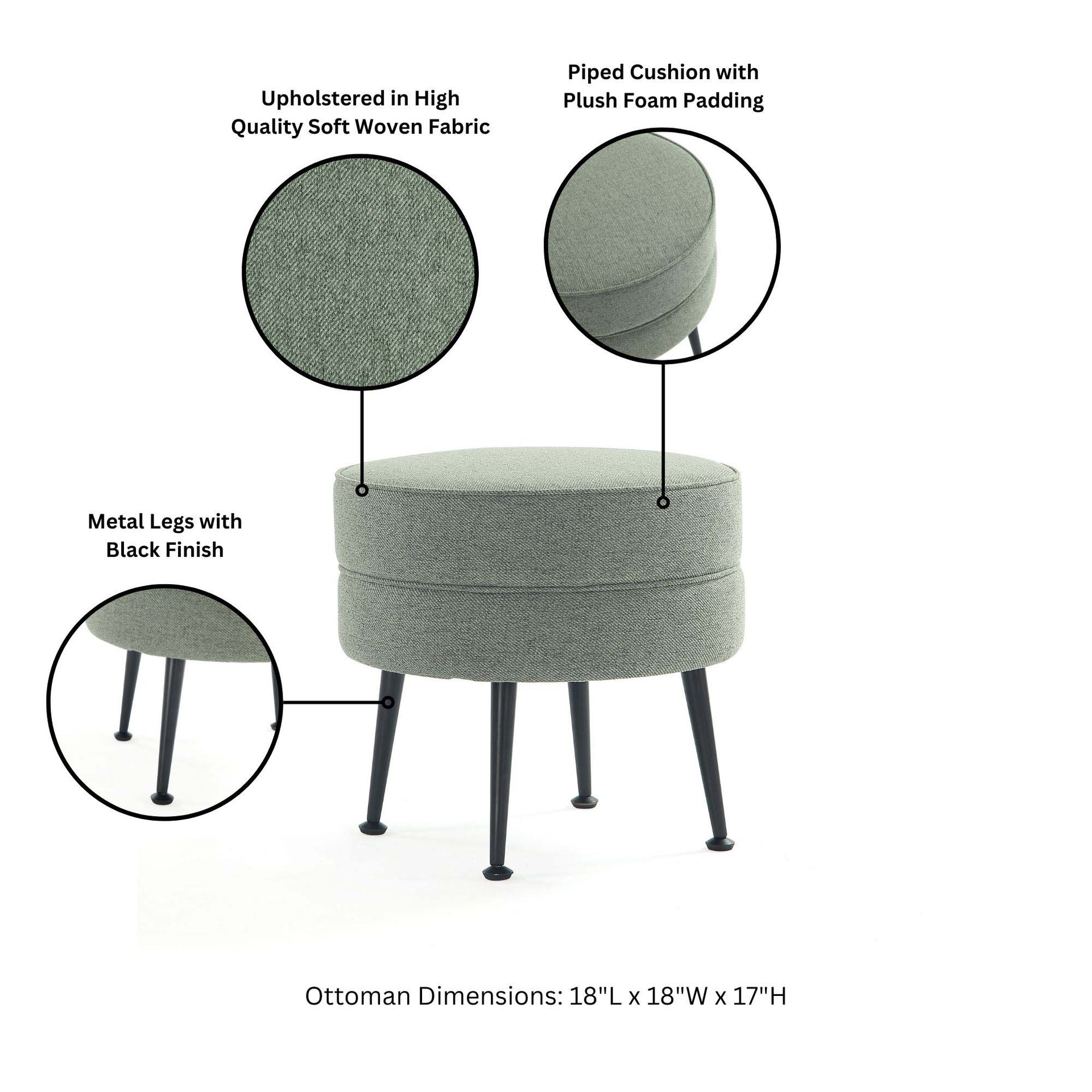 Accent Ottoman in Sage Green