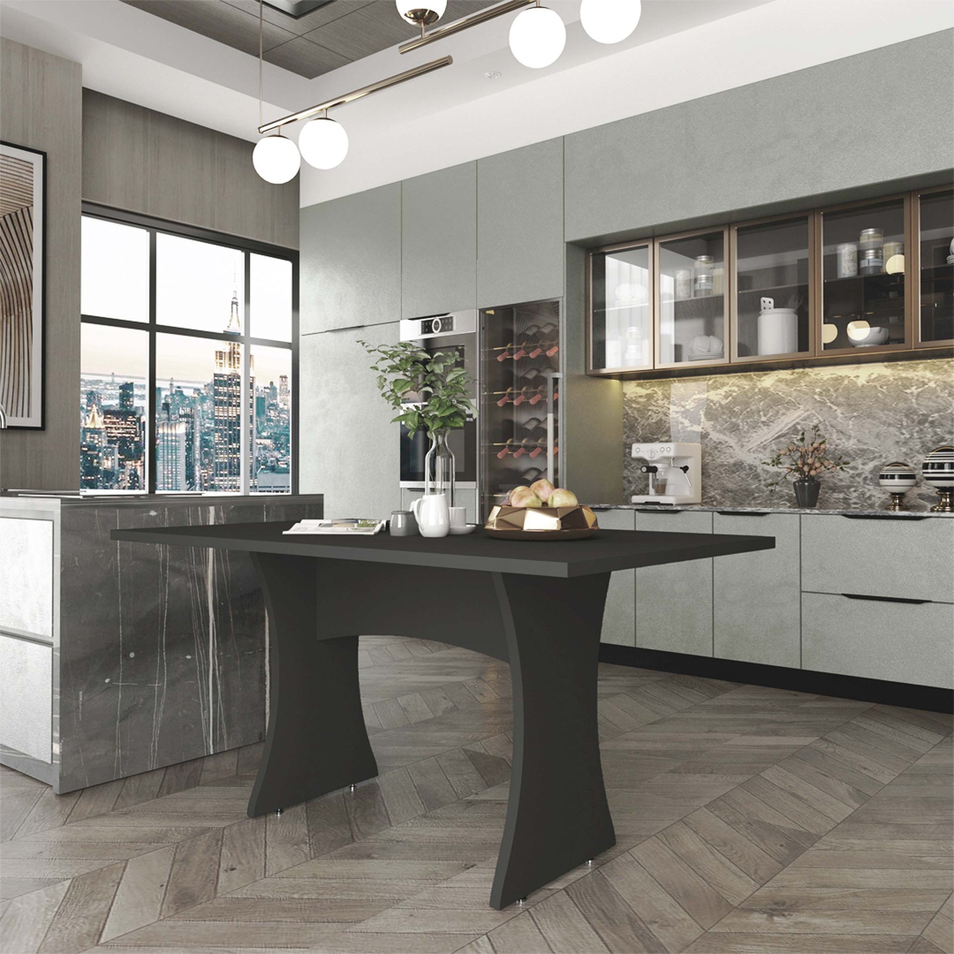 Dining Table in Charcoal Gray
