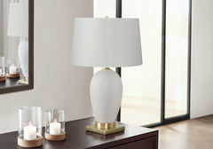Lighting, 26"h, Table Lamp, White Ceramic, Ivory / Cream Shade, Transitional