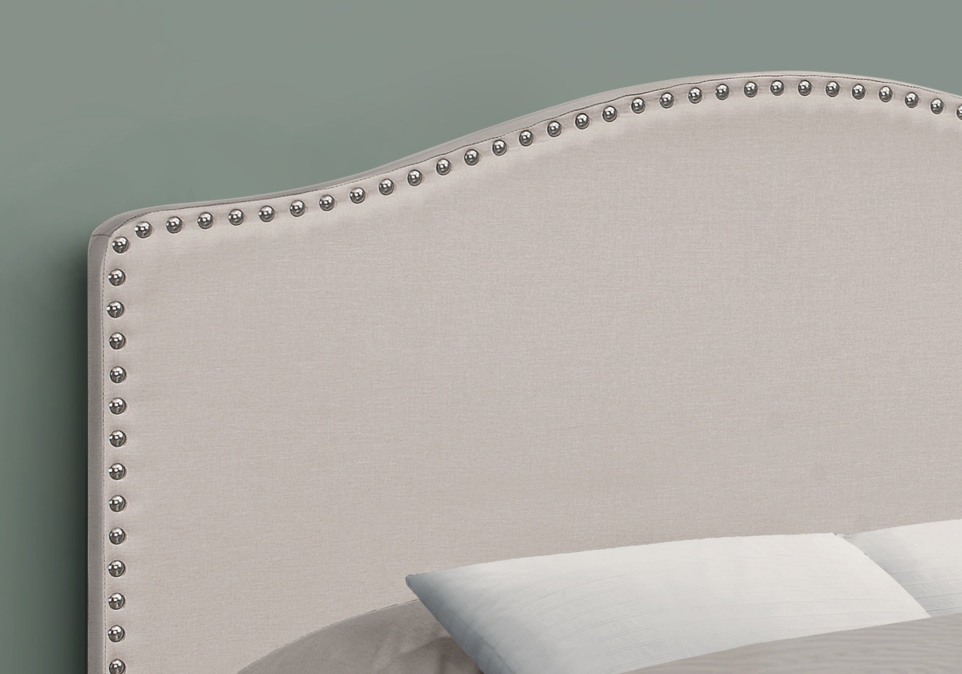 Bed, Headboard Only, Full Size, Bedroom, Upholstered, Beige Linen Look, Transitional