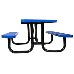6 ft. Rectangular Outdoor Steel Picnic Table ,BLUE,with umbrella pole