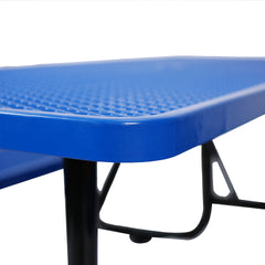 6 ft. Rectangular Outdoor Steel Picnic Table ,BLUE,with umbrella pole