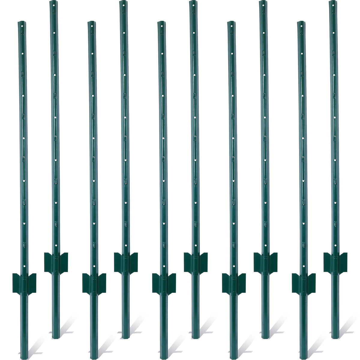 Fence Posts 4Feet - 10Pack, Heavy Duty Metal Fence Post with U-Channel, Steel Fence U-Post for Holding Garden Wire Fence, Corner Anchor Posts etc.