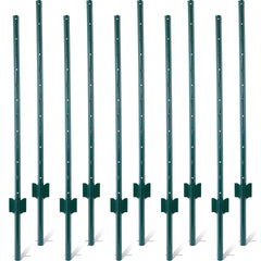 Fence Posts 4Feet - 10Pack, Heavy Duty Metal Fence Post with U-Channel, Steel Fence U-Post for Holding Garden Wire Fence, Corner Anchor Posts etc.