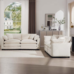 Modern Living Room Sofa Two-Piece Set, Suitable for Living room , Set of 2 Sofa Set with a Single Sofa and a 2 Seater Sofa,Light Beige Corduroy