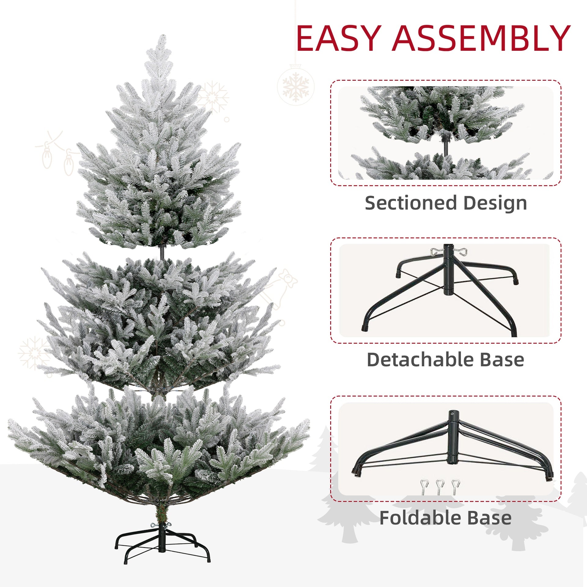 HOMCOM 6 Foot Artificial Christmas Tree, Pine Hinged Xmas Tree with 795 Realistic Branches, Steel Base, Auto Open, Green