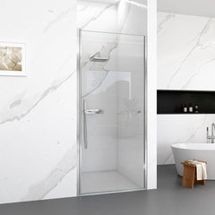 32"W x 72"H Frameless Circular Pivot Shower Door in Chrome With 1/4" (6mm) Thick SGCC Tempered Glass