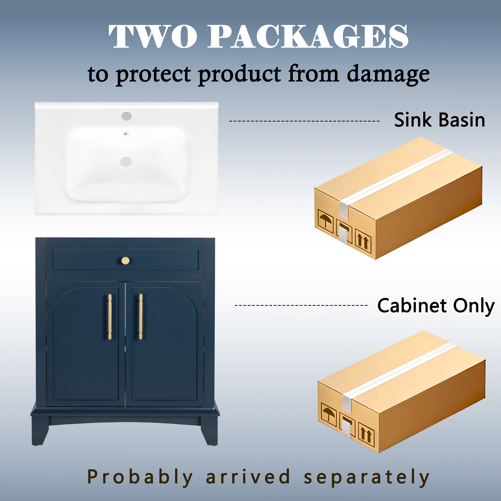 27.8" Modern Bathroom Vanity Sink Combo with Painted Surface, Mid-Century Freestanding Freestanding Bathroom Vanity Sink with Storage, High-end Restroom Vanity Cabinet with Drawers & Metal Handles