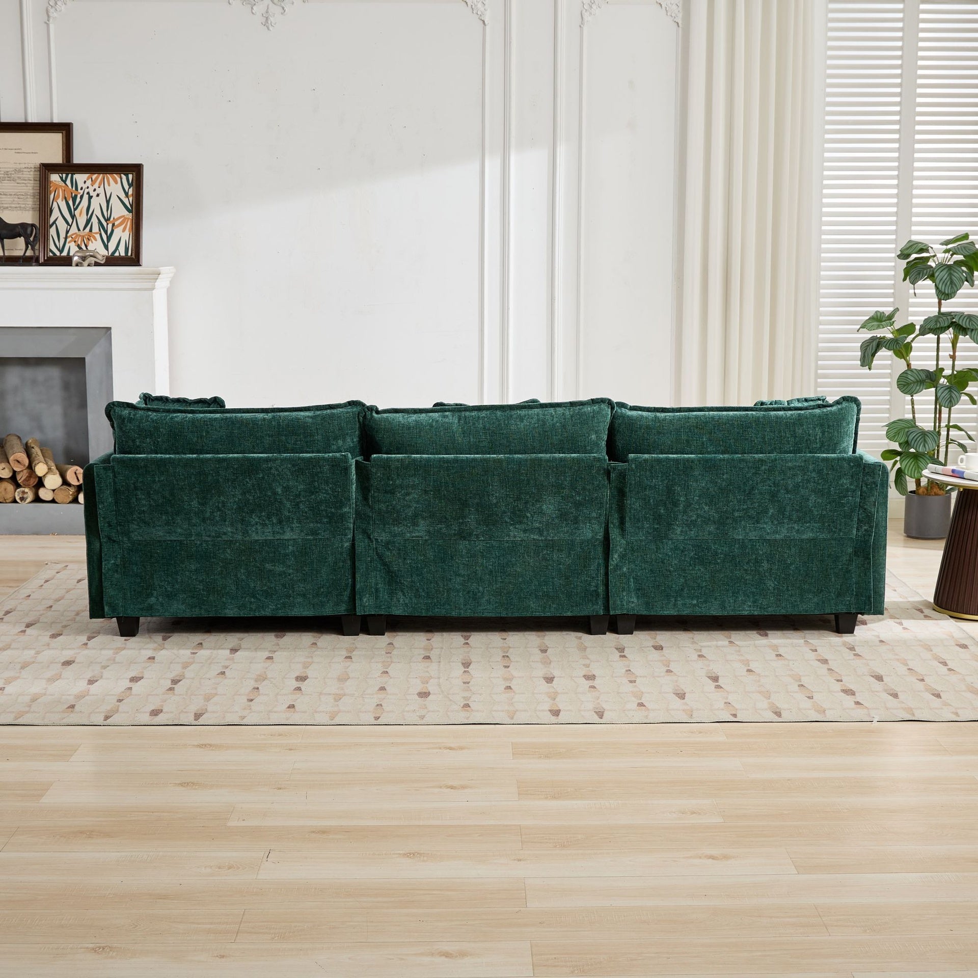 Cloud Sofa 3 Seats (Ottoman is not included), Modern Sectional Couch, for Living Room Bedroom and Apartment, Comfy Double Layer Upholstered Seat Cushion, Breathable Chenille Fabric,Green