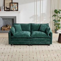Cloud Sofa LoveSeat (Ottoman is not included), Modern Sectional Couch, for Living Room Bedroom and Apartment, Comfy Double Layer Upholstered Seat Cushion, Breathable Chenille Fabric, Green