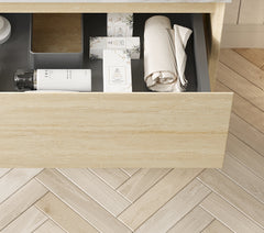 FRIGGA 48" Wall-Mounted Cabinet with Two Drawers and Open Shelf, NO Countertop and Basin, NO Faucet and Drain, Travertine Texture Finish
