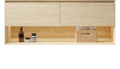 FRIGGA 48" Wall-Mounted Cabinet with Two Drawers and Open Shelf, NO Countertop and Basin, NO Faucet and Drain, Travertine Texture Finish