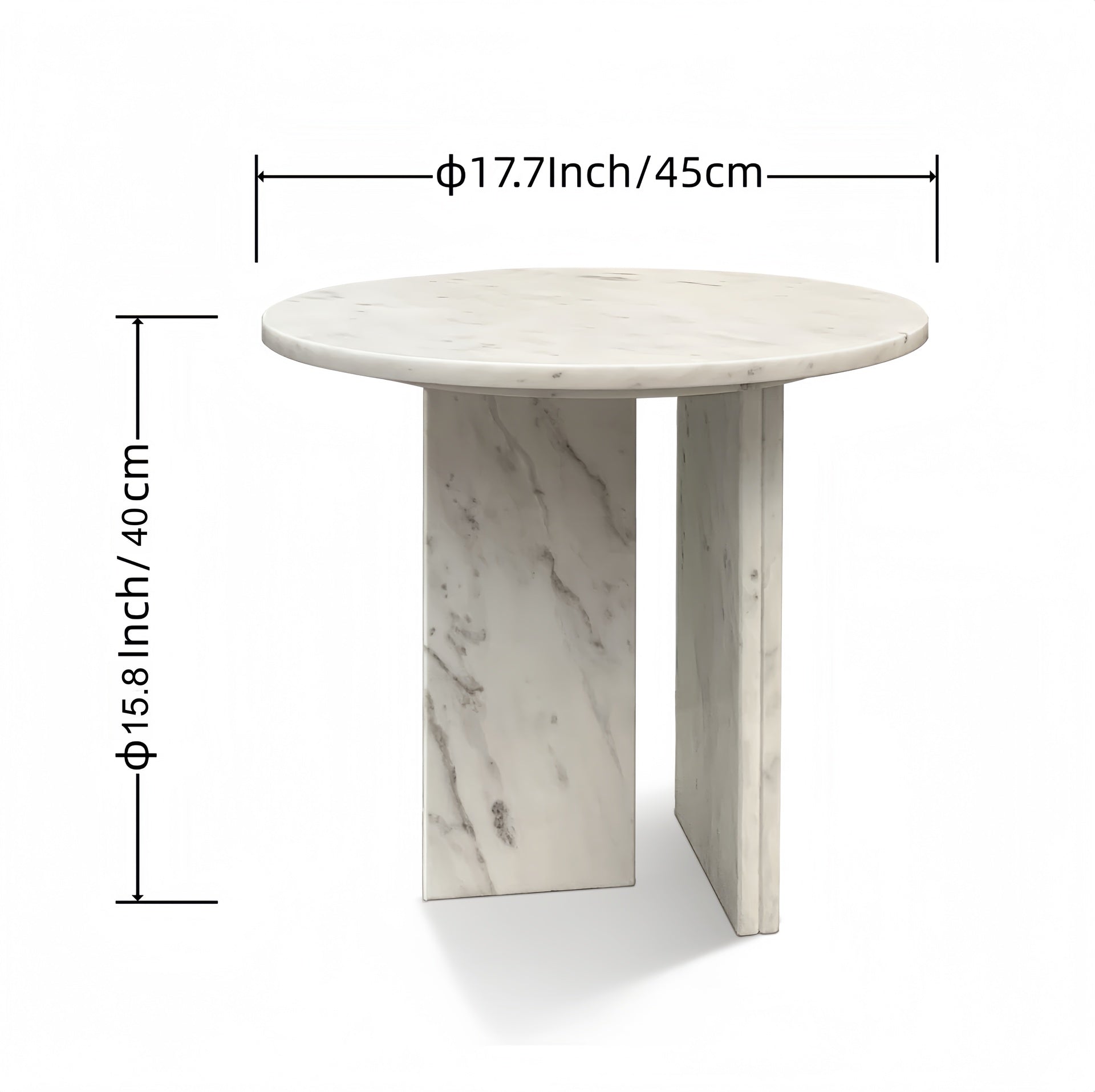 White natural marble coffee table, small table,living room table, natural stone, Ø17.7 h15.8 Inch/Ø45 h40 cm, genuine marble, real marble