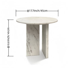 White natural marble coffee table, small table,living room table, natural stone, Ø17.7 h15.8 Inch/Ø45 h40 cm, genuine marble, real marble