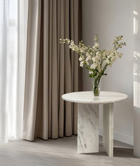White natural marble coffee table, small table,living room table, natural stone, Ø17.7 h15.8 Inch/Ø45 h40 cm, genuine marble, real marble