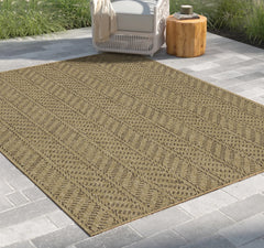 Earth GC_NTL1013 Jute/Mocha 5 ft. 3 in. x 7 ft. 3 in. Indoor/Outdoor Area Rug