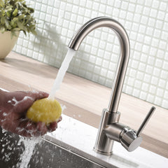 Kitchen Faucet Single Handle Stainless Steel,Commercial Single Hole Kitchen Sink Faucet,Modern One Hole Bar Sink Faucet