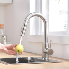 Sink Faucet, Brushed Nickel Kitchen Faucets with Pull Down Sprayer, Bathroom Sink Faucets Mini Bar Prep Faucet