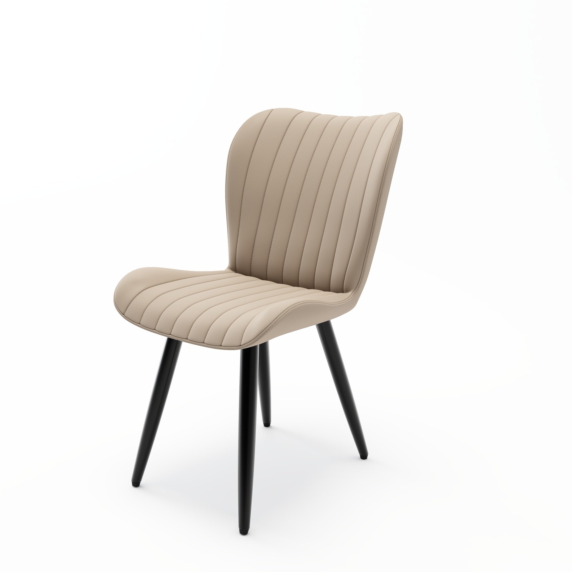 Set of 2 Modern PU Leather Dining Chairs with Thick Cushions & Metal Legs, Armless Faux Leather Side Chairs for Kitchen, Dining Room