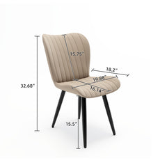 Set of 2 Modern PU Leather Dining Chairs with Thick Cushions & Metal Legs, Armless Faux Leather Side Chairs for Kitchen, Dining Room